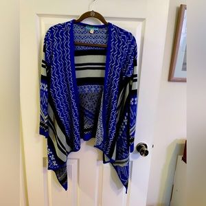 Dina Be Bright Blue Geometric Cardigan Sweater